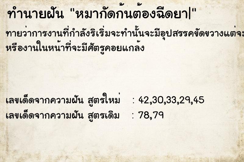 ทำนายฝันทำนายฝันหมากัดก้นต้องฉีดยา|